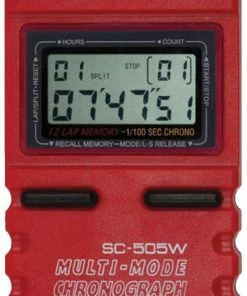 Robic SC-505W Multi-Mode Chronograph Stopwatch, 12 Lap Memory, Red