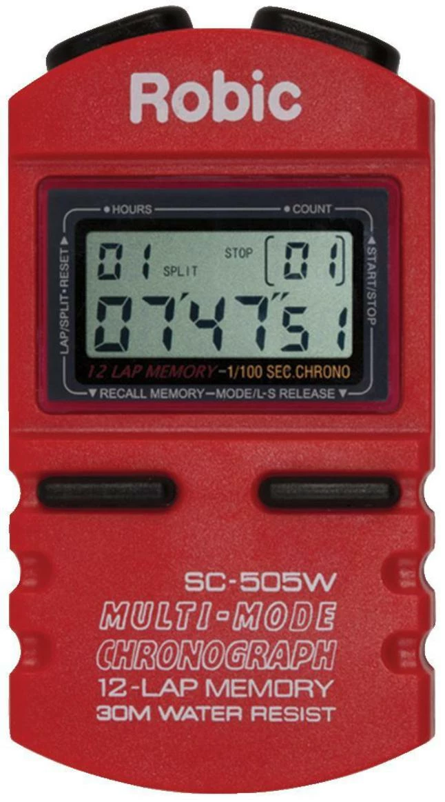 Robic SC-505W Multi-Mode Chronograph Stopwatch, 12 Lap Memory, Red 3 Robic SC-505W Multi-Mode Chronograph Stopwatch, 12 Lap Memory, Red