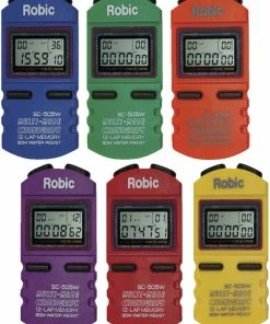 Robic SC-505W Multi-Mode Chronograph Stopwatches, 12 Lap Memory, Set Of 6 Colors