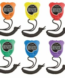 Champion Sports Champion Water Resistant Sports Stopwatch Set, 1/100th Seconds, Plastic, Multiple Color, Set Of 6