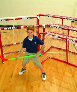Mylec Pro Style Steel Hockey Goal With Nylon Net, 54 X 44 X 30 Inches, Red And White