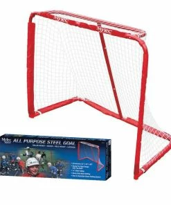 Mylec Pro Style All-Purpose Steel Floor Hockey Goal With Nylon Net, 52 X 43 X 28 Inches, Red And White