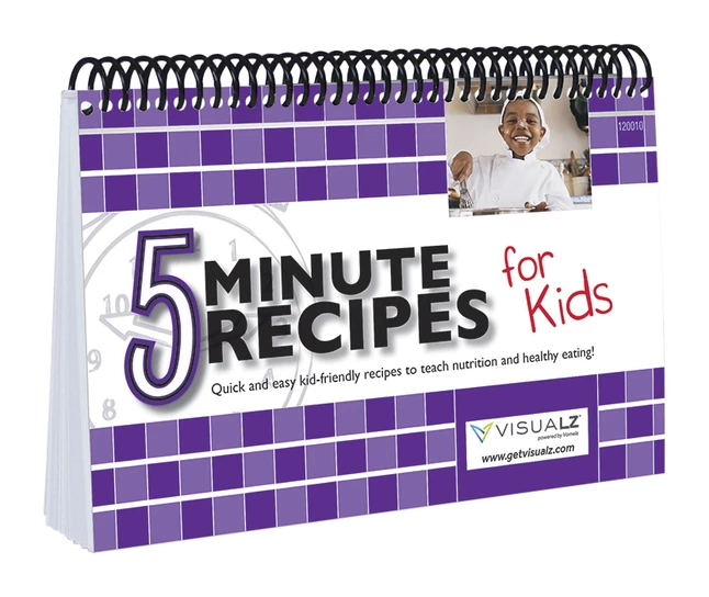 Visualz Book 8-1/2 X 5-1/2 In 5 Minute Recipes For Kids, Spiral Bound Book 3 Visualz Book 8-1/2 X 5-1/2 In 5 Minute Recipes For Kids, Spiral Bound Book