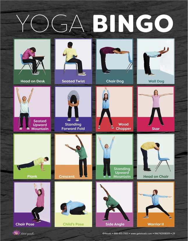 Visualz Yoga Bingo Cards 3 Visualz Yoga Bingo Cards