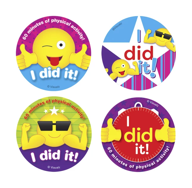 Visualz I Did It Physical Activity Stickers, 4 Designs, Roll Of 200 3 Visualz I Did It Physical Activity Stickers, 4 Designs, Roll Of 200